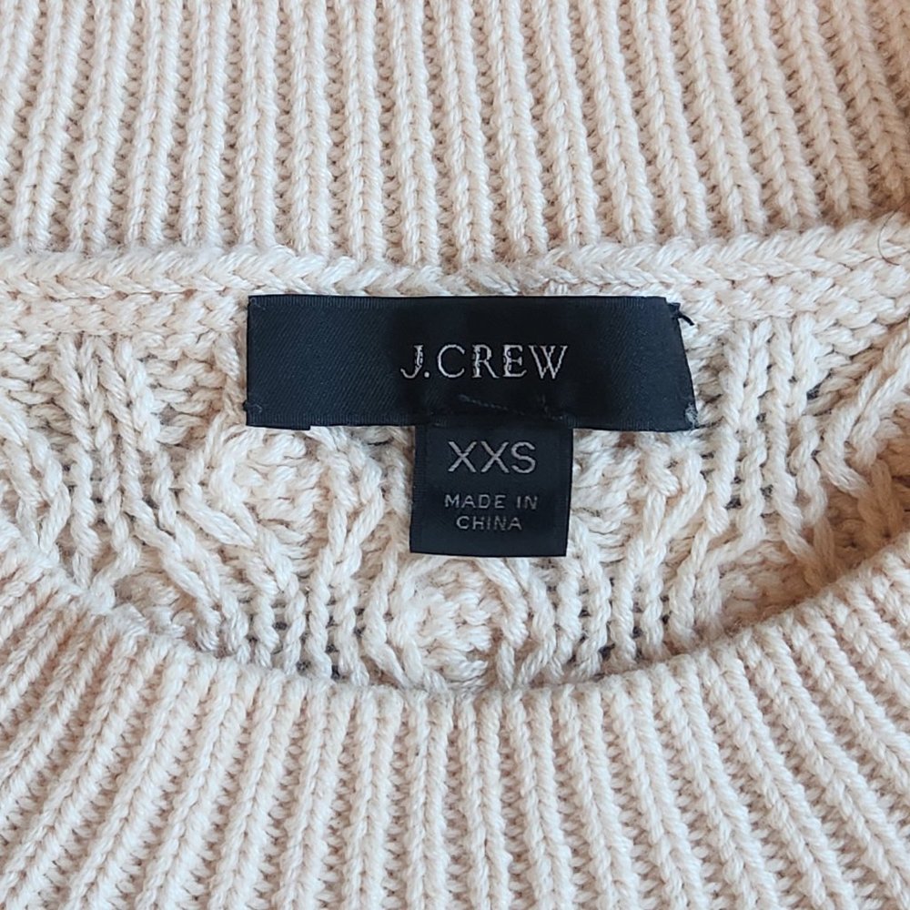 NWOT J. Crew Cotton Cashmere Cable Knit Pullover in Palest Peach RUNS BIG - Picture 3 of 10